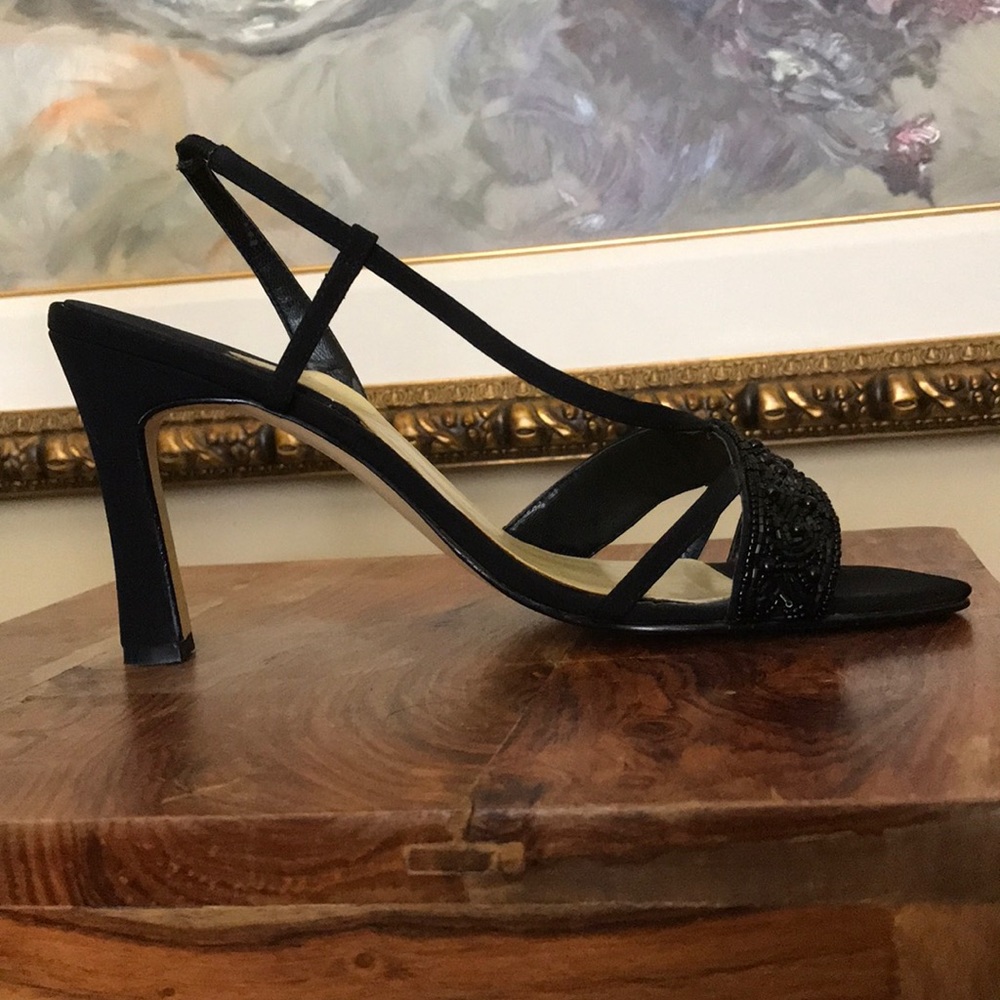 Black Open-Toed Dress Heels